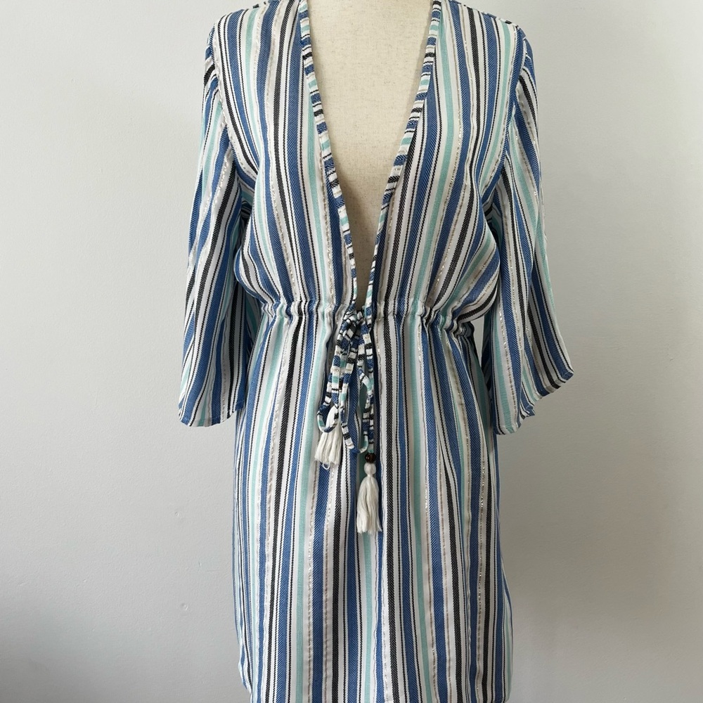 Striped Blue and White Midi Dress